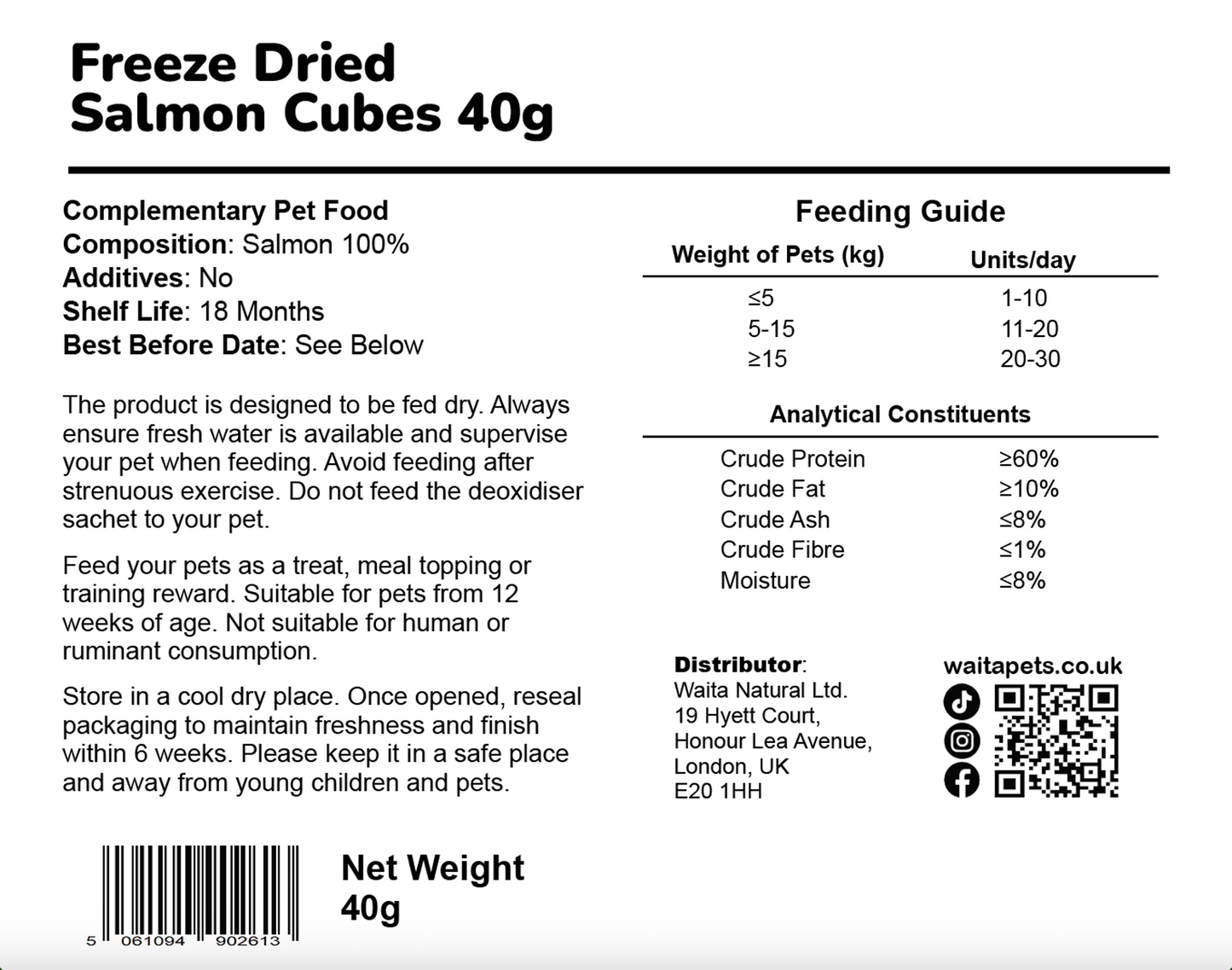 Waita Freeze Dried Salmon Cubes 40g