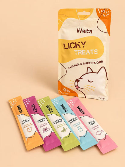 🐱 Waita Cat Licky Treats (Chicken & Superfoods) (5*15g)