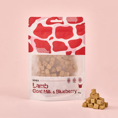 Waita Freeze Dried Lamb, Goat Milk & Blueberry Cubes 40g