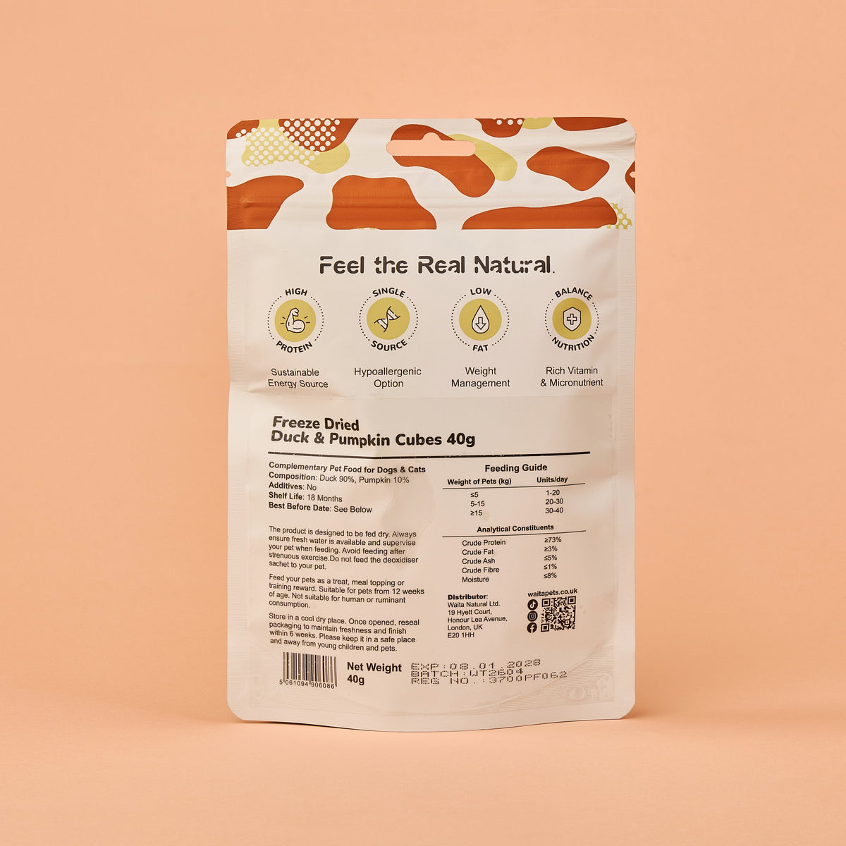 Waita Freeze Dried Duck & Pumpkin Cubes 40g
