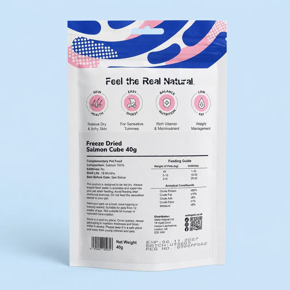 Waita Freeze Dried Salmon Cubes 40g/250g
