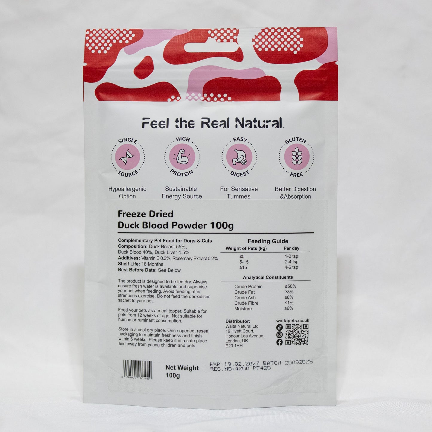 Waita Freeze Dried Duck Blood Powder 100g