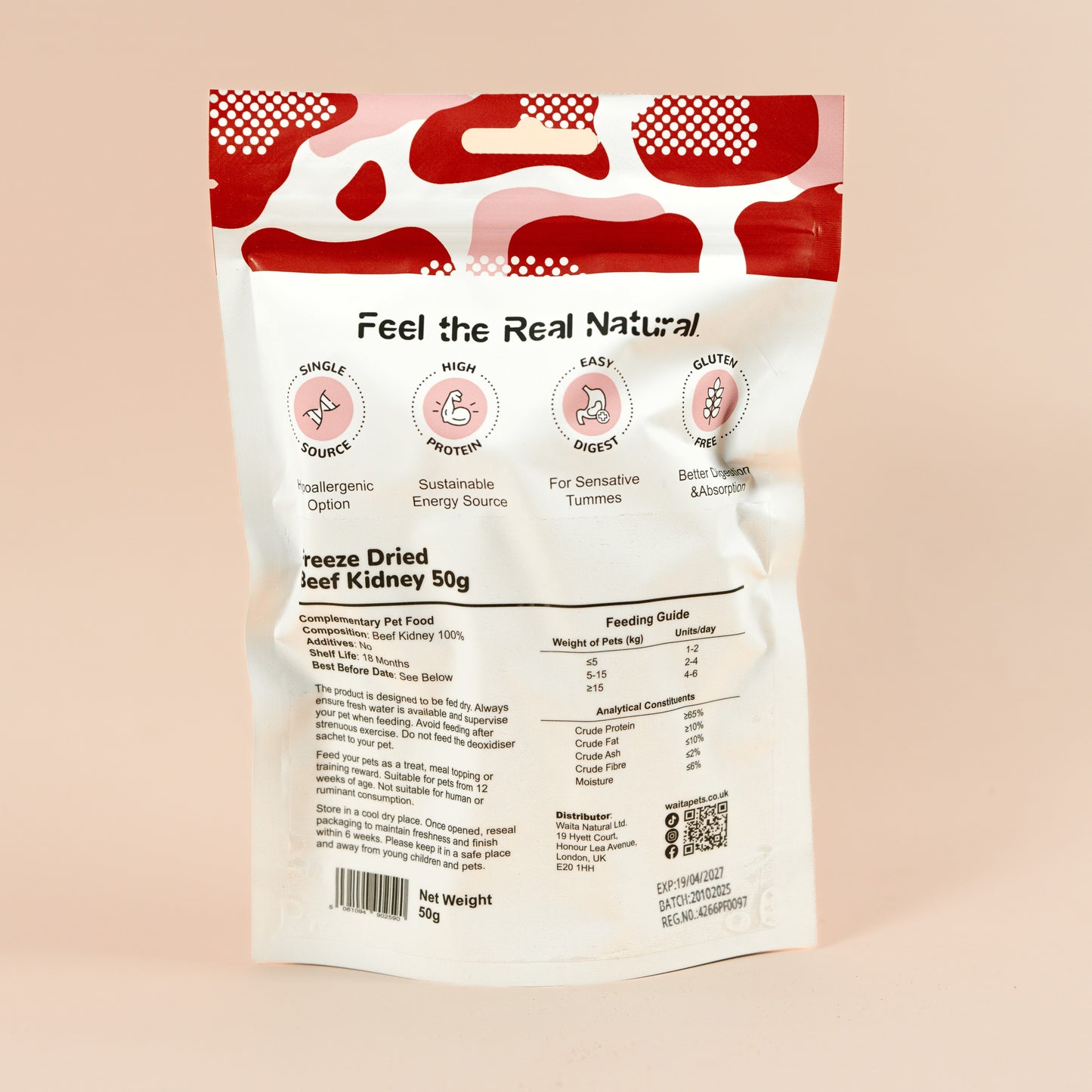 Waita Freeze Dried Beef Kidney 50g/500g