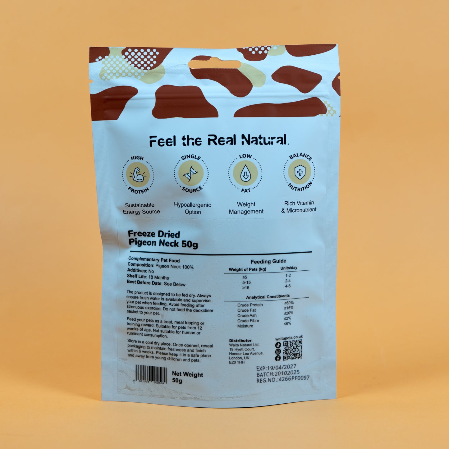 Waita Freeze Dried Pigeon Neck 50g/500g