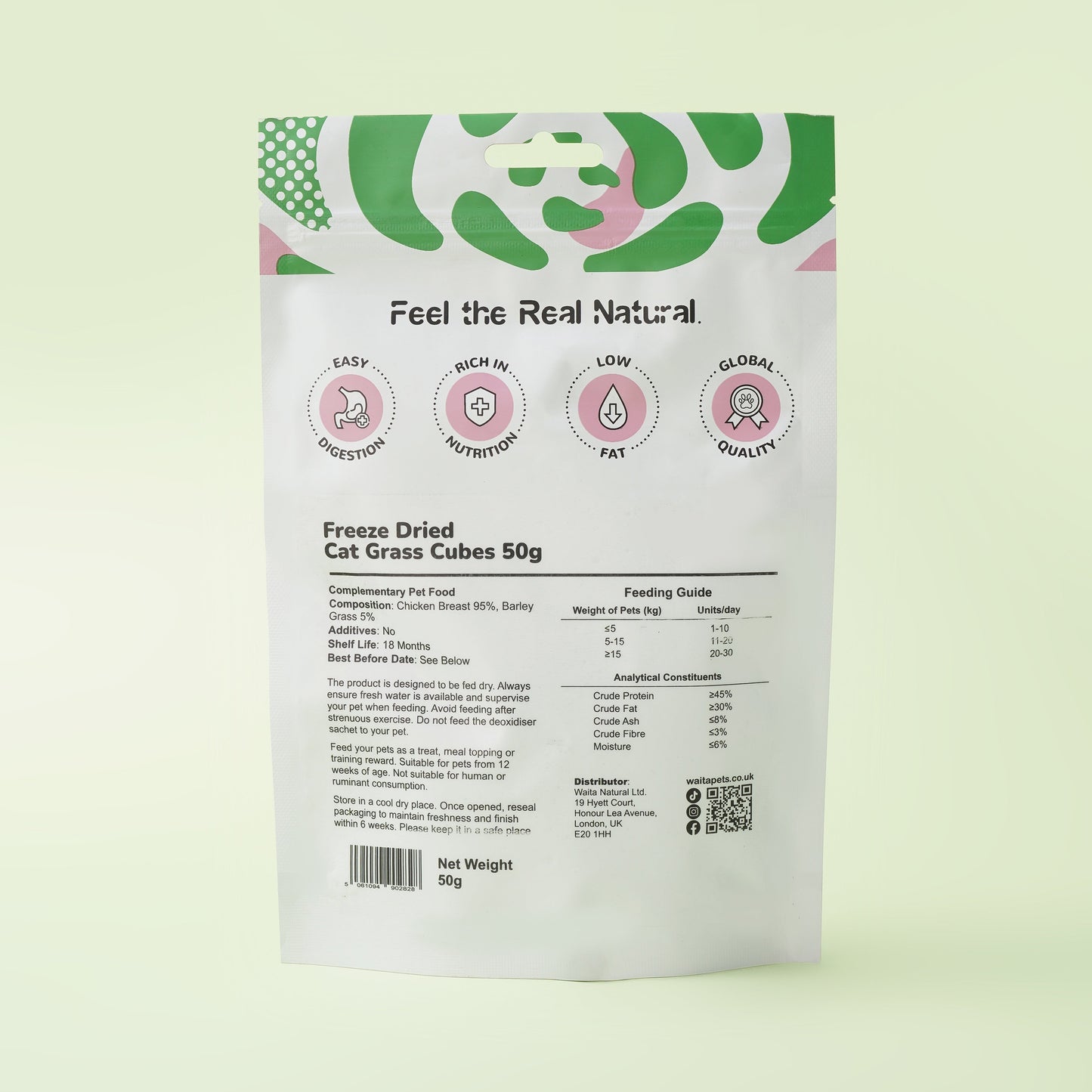 Waita Freeze-Dried Cat Grass Cubes (50g/500g)
