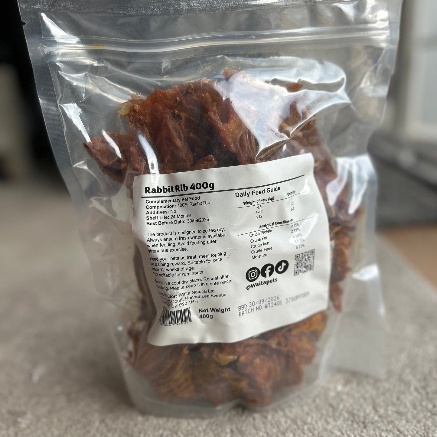 Waita Air Dried Rabbit Rib 400g
