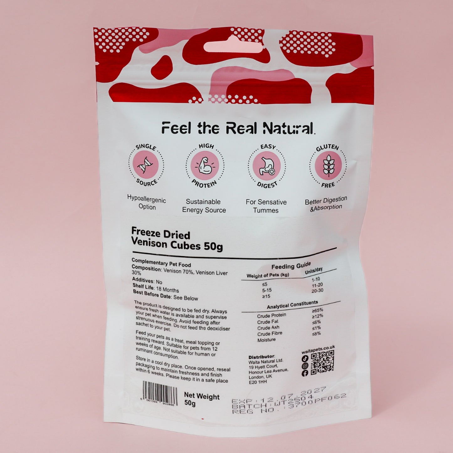 Waita Freeze-Dried Venison Cubes (50g/500g)