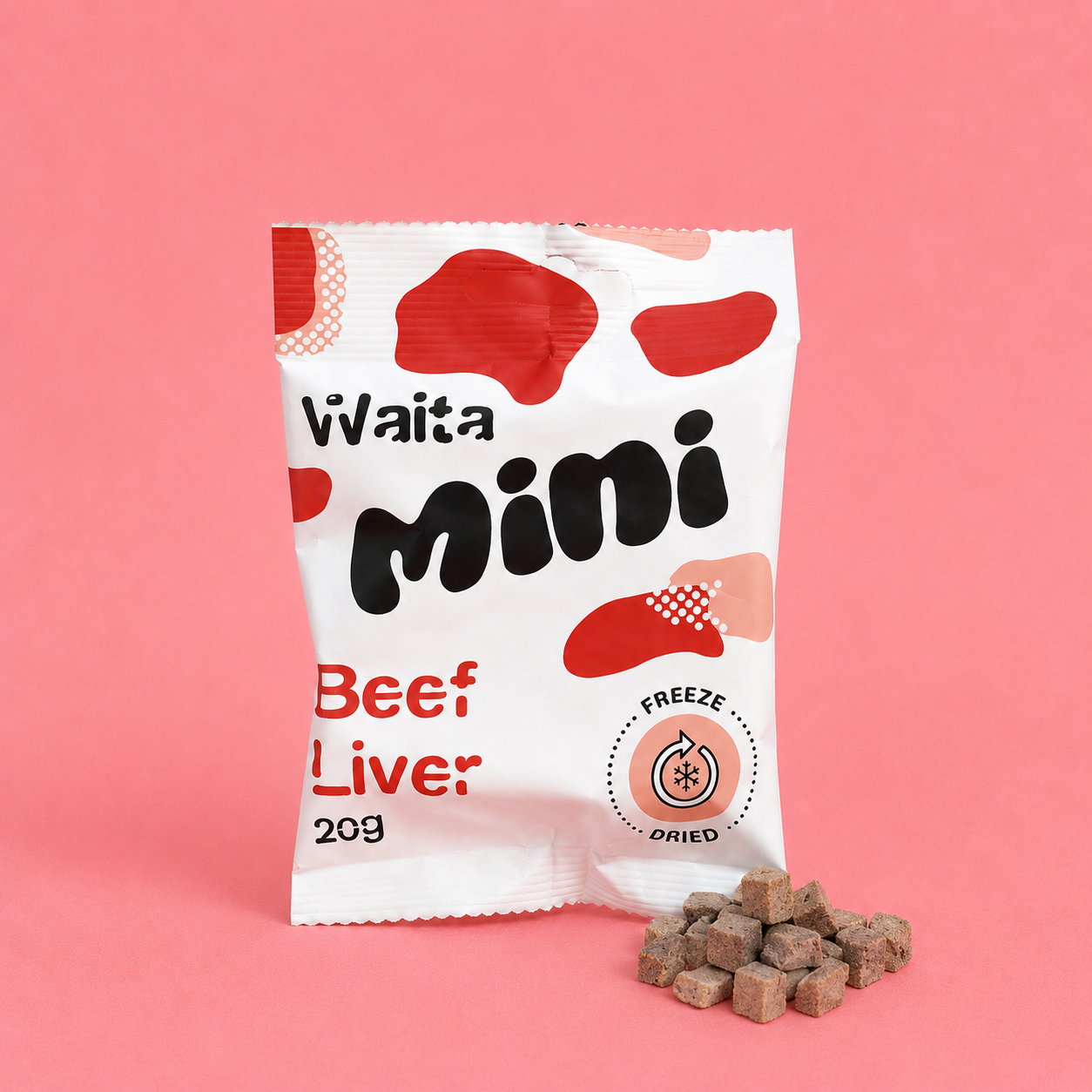 Waita Freeze Dried Mini Beef Liver Cubes – 0.5cm Bite-Sized Cubes