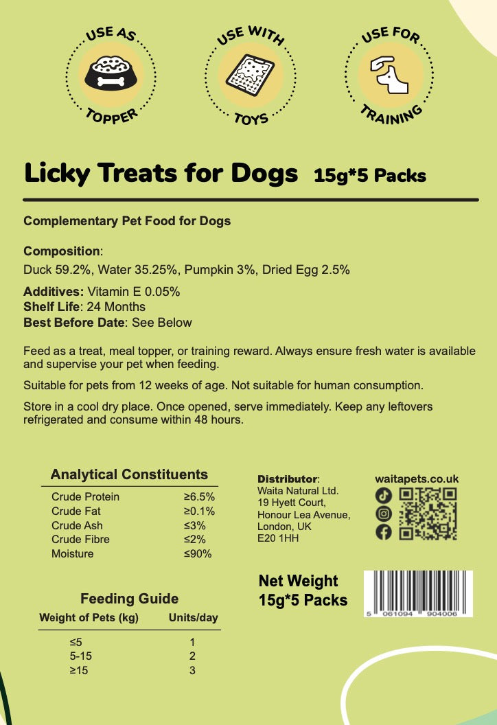 🐶 Waita Dog Licky Treats (Duck & Pumpkin) (5*15g)